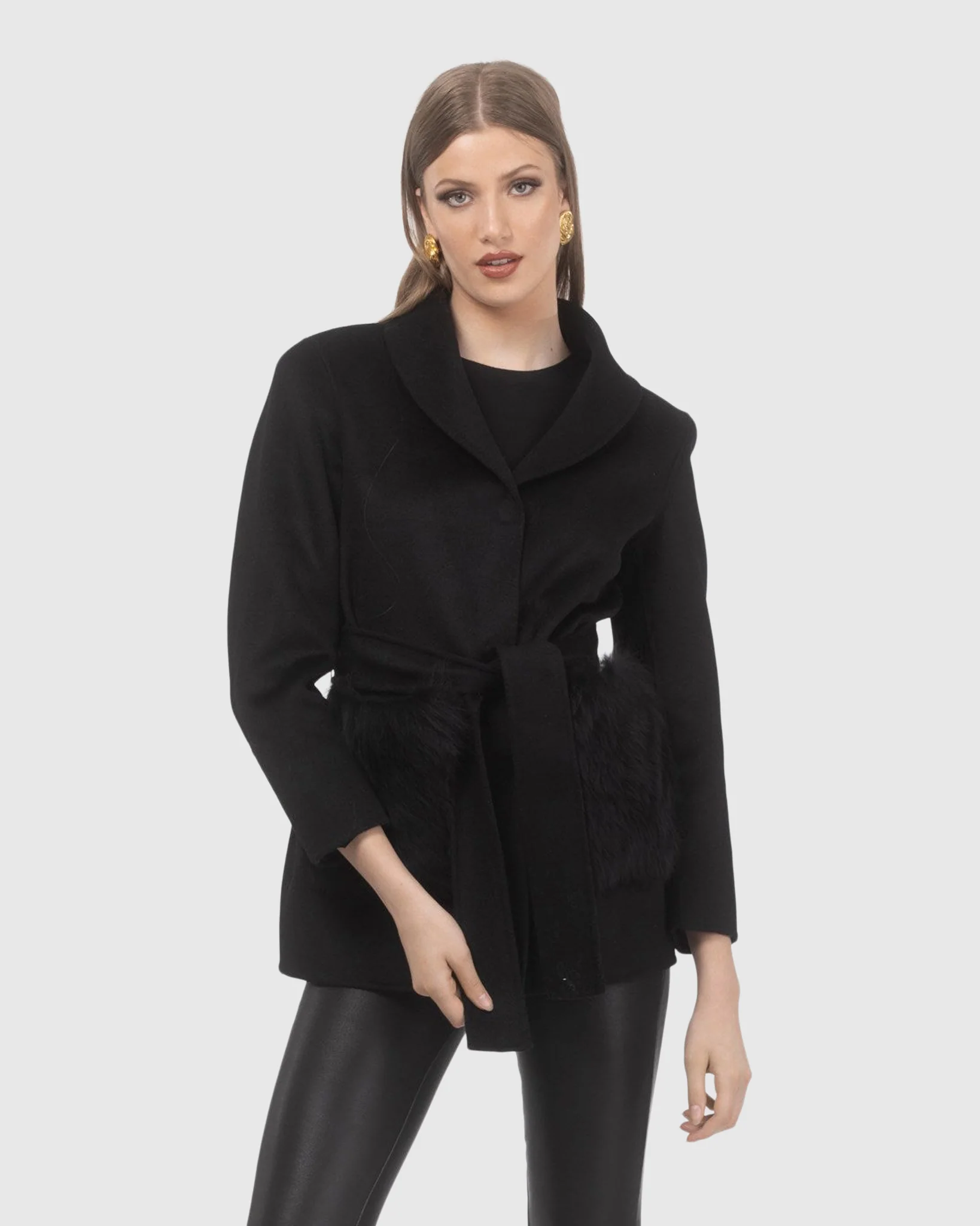 Wool Belted Jacket With Select Lamb Patch Pockets - Image 4