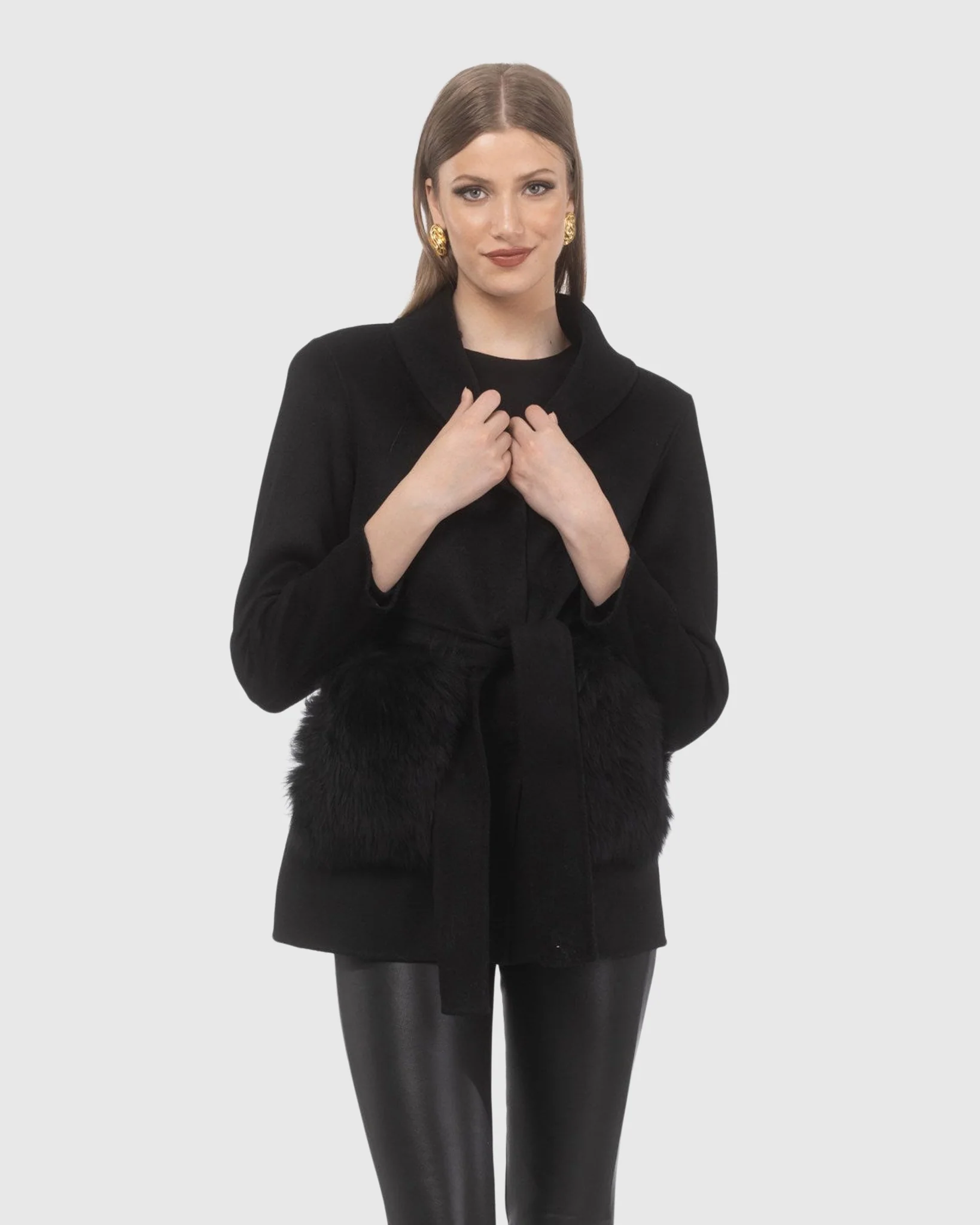 Wool Belted Jacket With Select Lamb Patch Pockets - Image 5