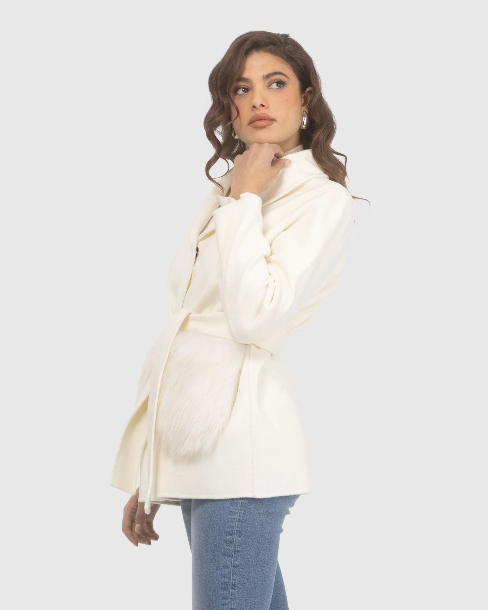 Wool Belted Jacket With Select Lamb Patch Pockets - Image 9