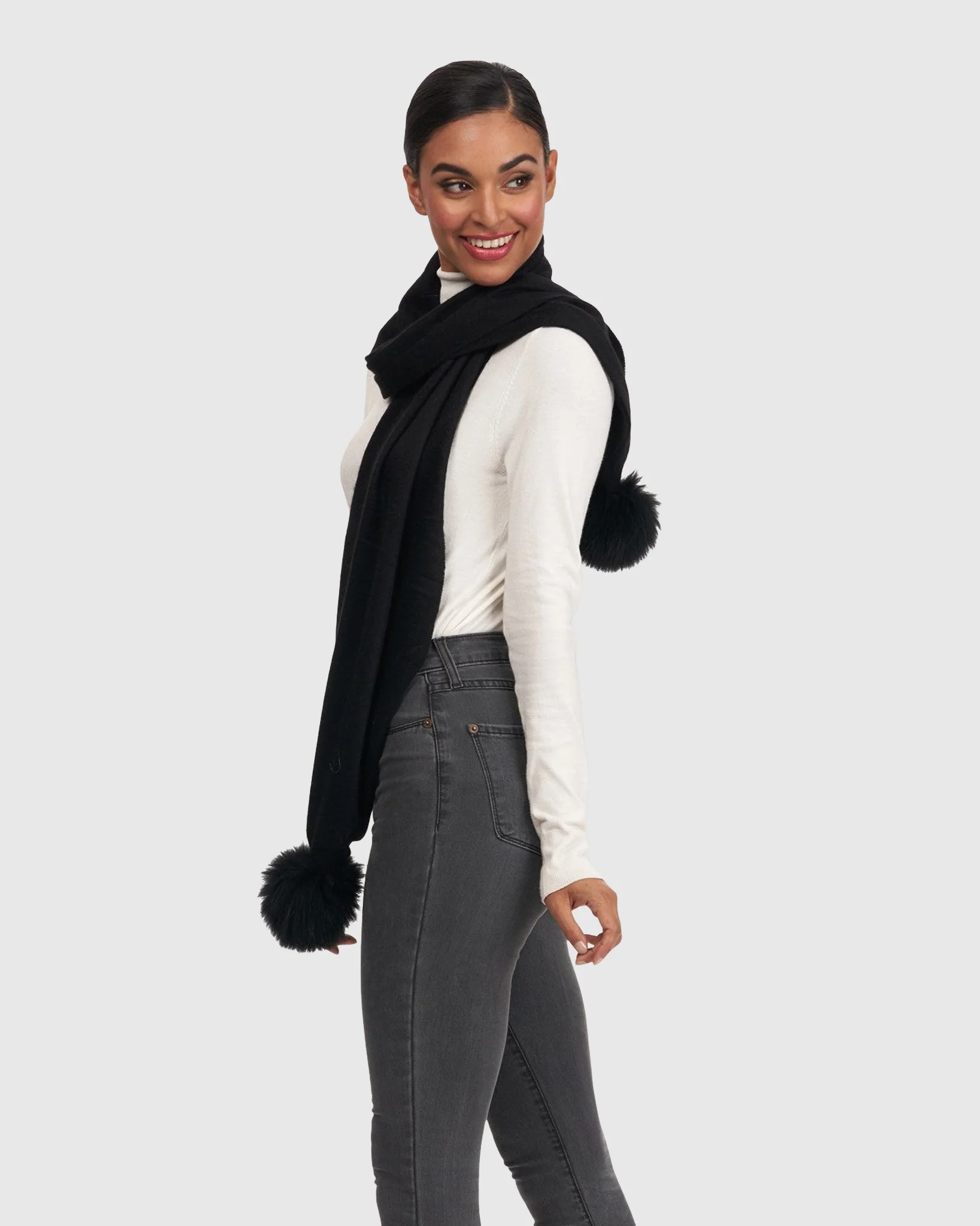WOOL SCARF WITH FOX POMPOM - Image 10
