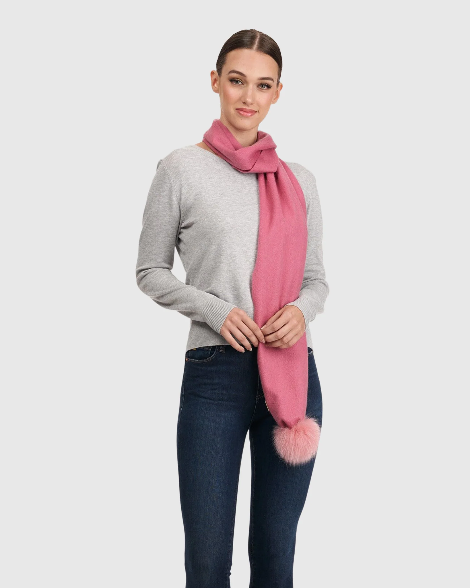 WOOL SCARF WITH FOX POMPOM - Image 7