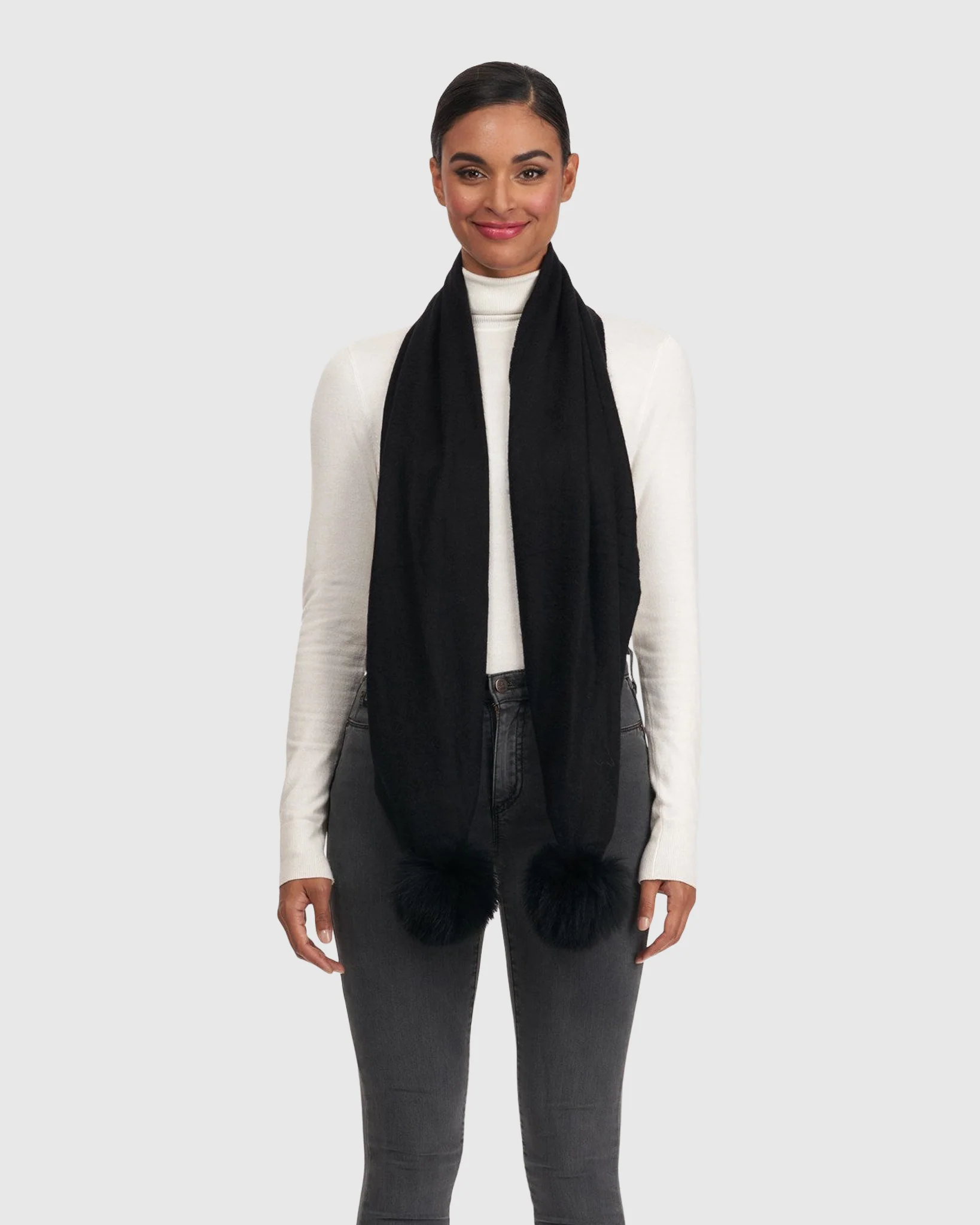 WOOL SCARF WITH FOX POMPOM - Image 9